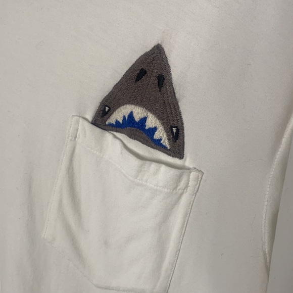 Burkman Bros.  Embr Shark Tee white - Picture 3 of 8
